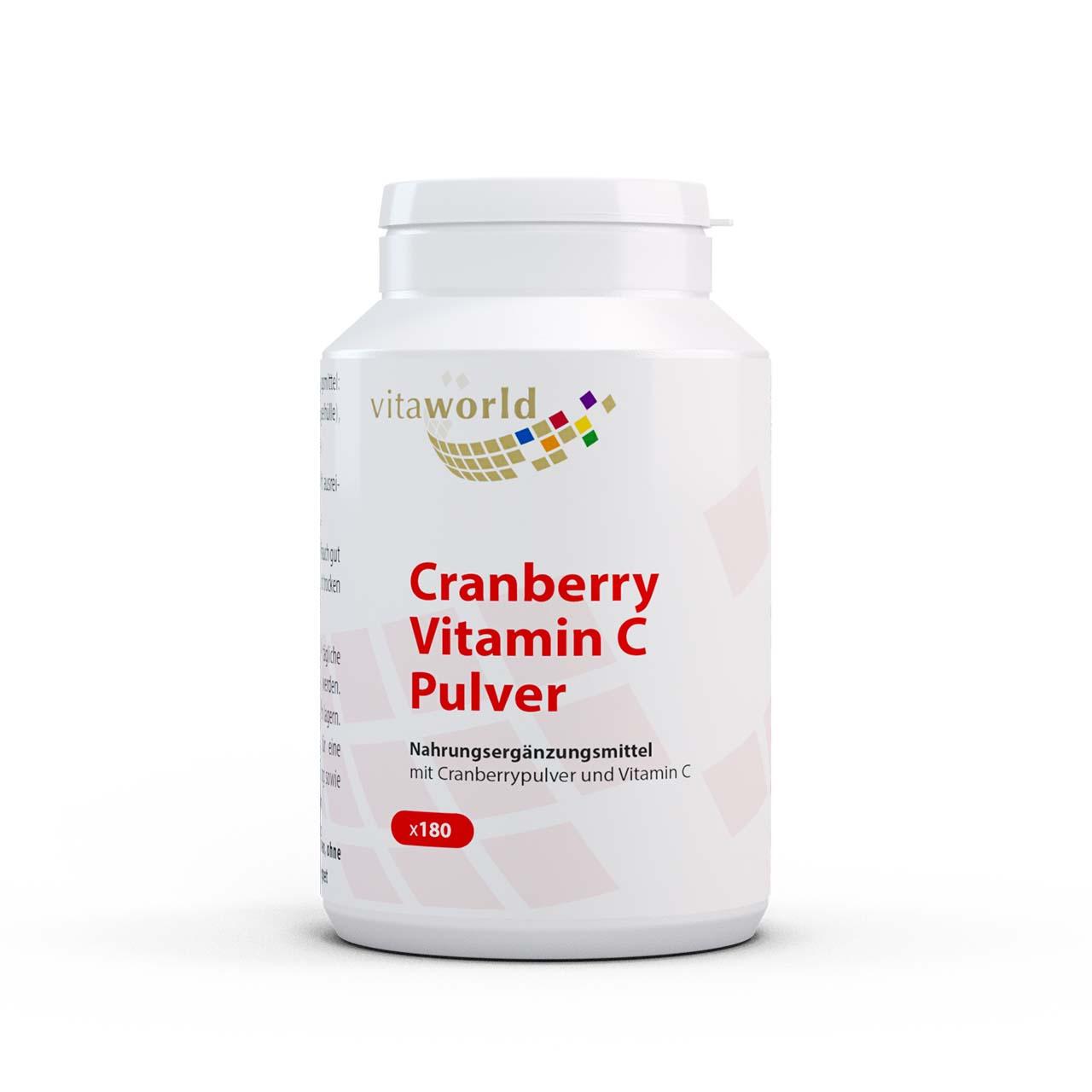 Vitaworld Cranberry Plus C 400 mg | 180 Kapseln | Mit Vitamin C | Unterstützt das Immunsystem | 400 mg Cranberry pro Kapsel | Vegan