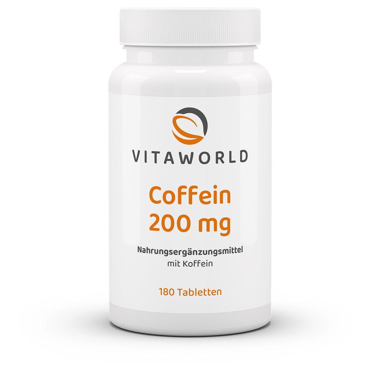 Vitaworld Coffein 200 mg | 180 Tabletten | Alternative zu Kaffee und Energydrinks | Hochdosiert | Vegan