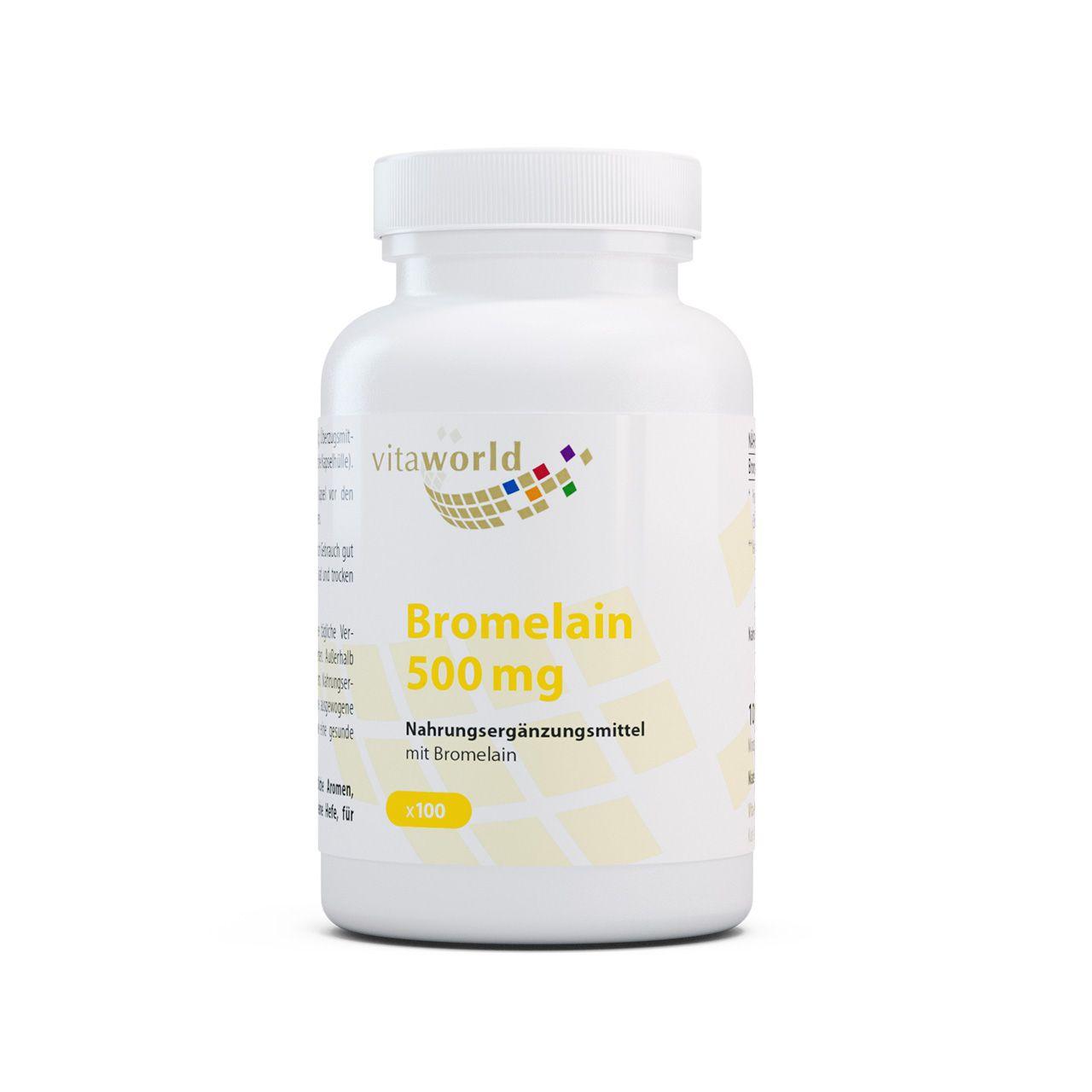 Vitaworld Bromelain 500 mg | 100 Kapseln | Eiweißspaltendes Enzym aus der Ananas | Magensaftresistent | Vegan