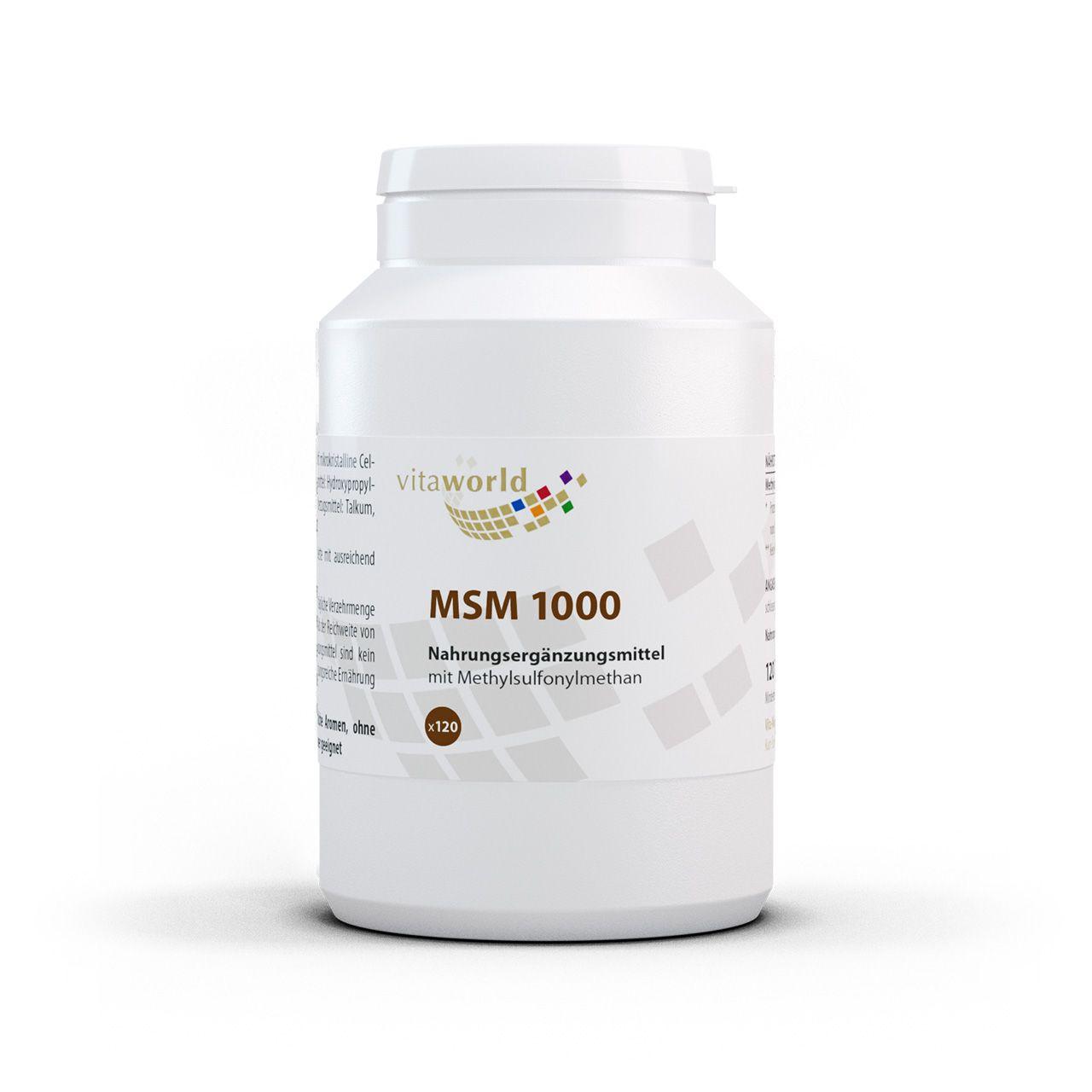 Vitaworld MSM 1000 | 120 Tabletten | 1000 mg pro Tablette | Unterstützt Kollagenbildung | Für gesunde Gelenke | Vegan