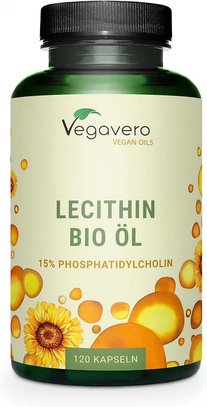 Vegavero Lecithin Bio Öl | 120 Kapseln | Sonnenblumenlecithin | Vegan