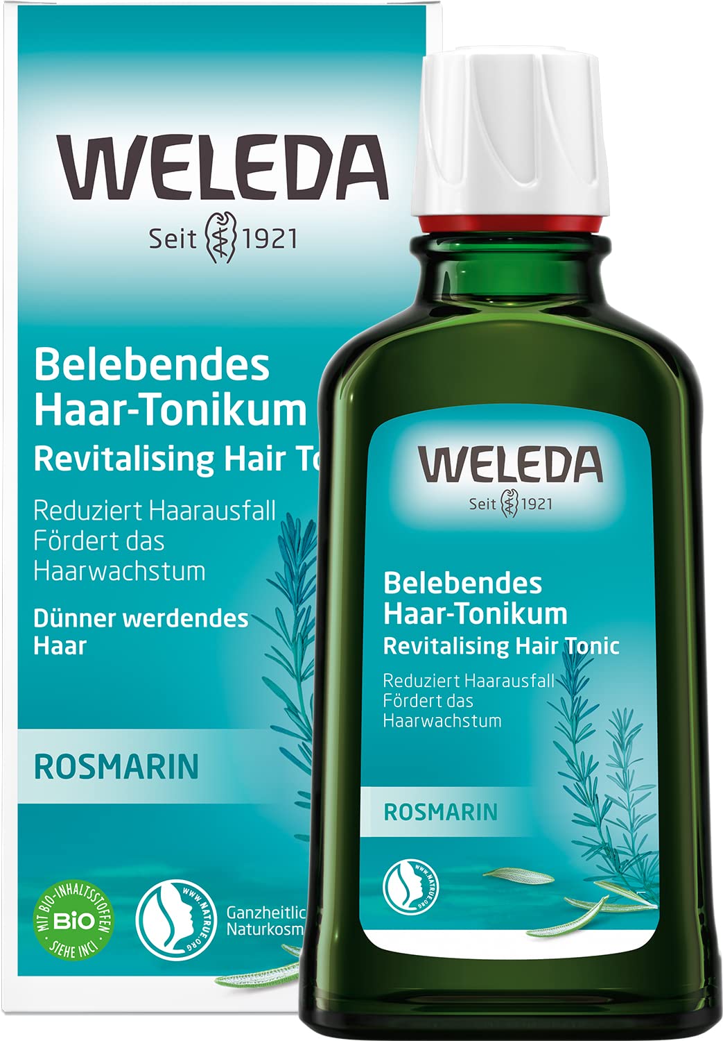 Weleda Belebendes Haar-Tonikum | 100 ml | Für dünner werdendes Haar | Mit Rosmarinöl | Kräftigt das Haar | Bewahrt eine gesunde Kopfhaut | Vegan