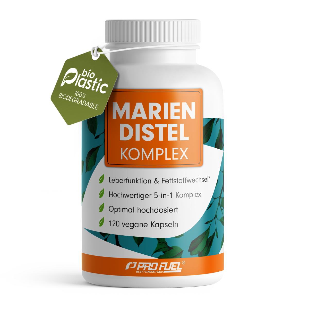 ProFuel Mariendistel Komplex | 120 Kapseln | 250 mg Mariendistel-Extrakt | 5-in-1 Formel | Leberfunktion & Fettstoffwechsel | Vegan