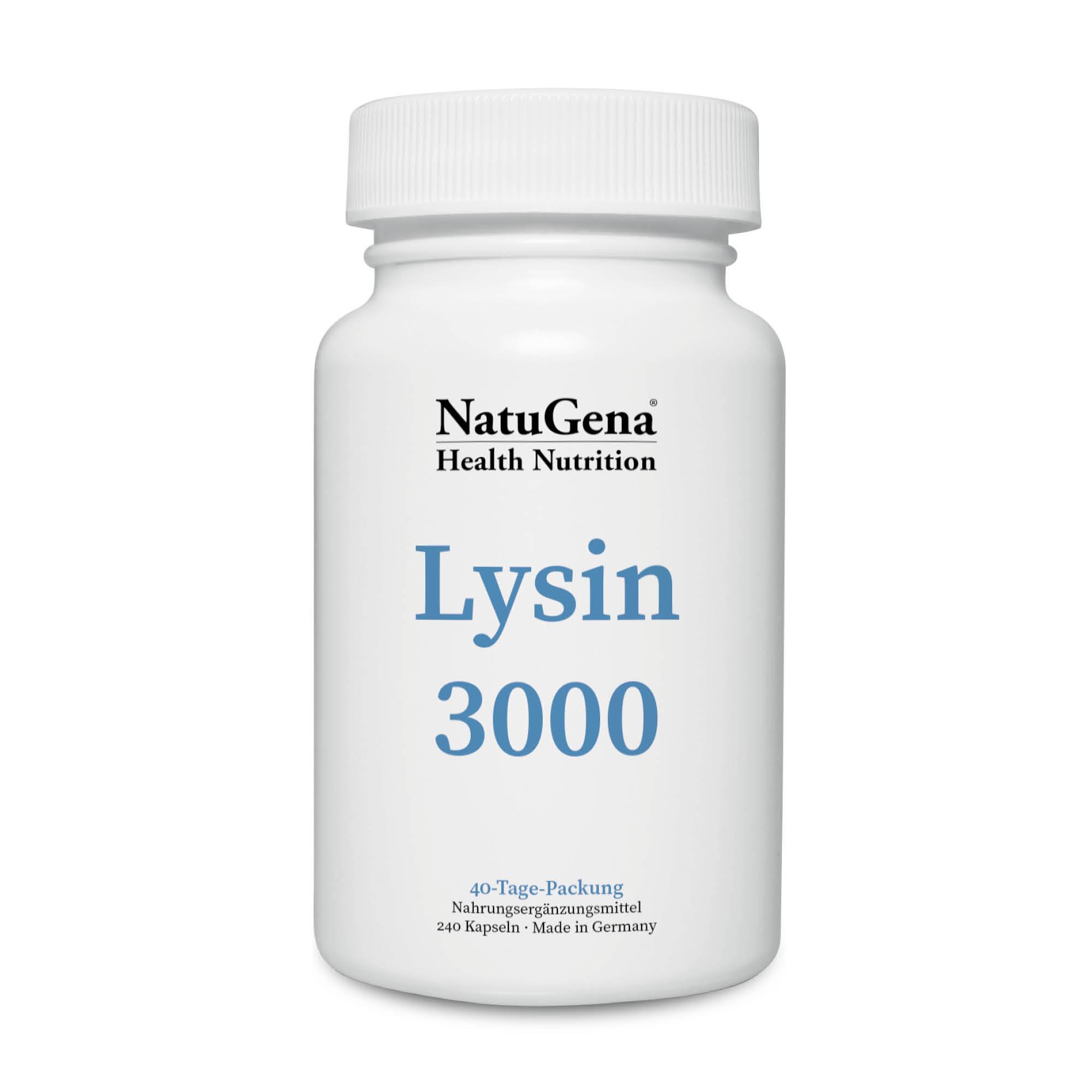 NatuGena Lysin 3000 | 240 Kapseln | Hochdosiertes Lysin