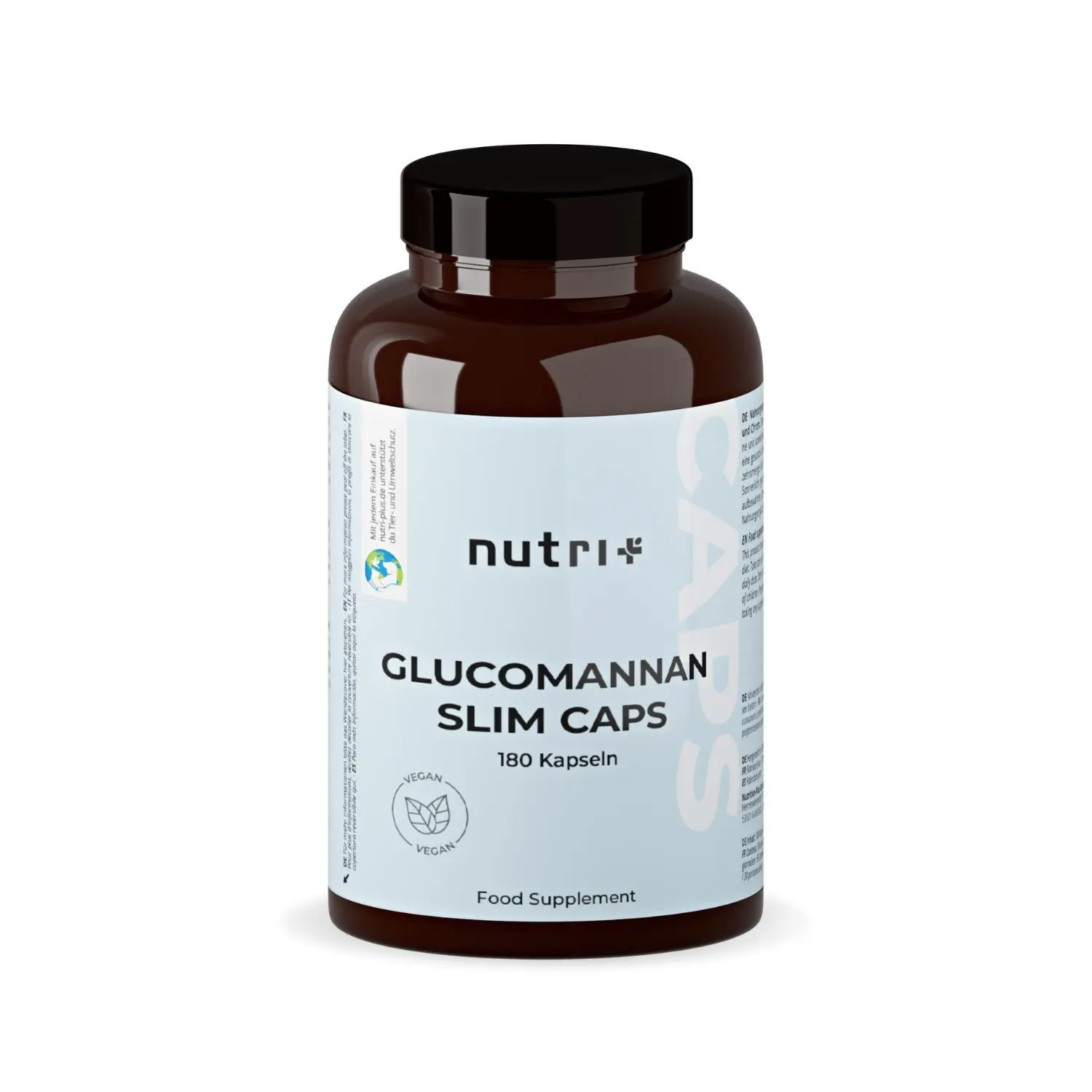 nutri+ Glucomannan Slim Caps | 180 Kapseln | Appetitzügler & Gewichtsabnahme Unterstützung mit Glucomannan