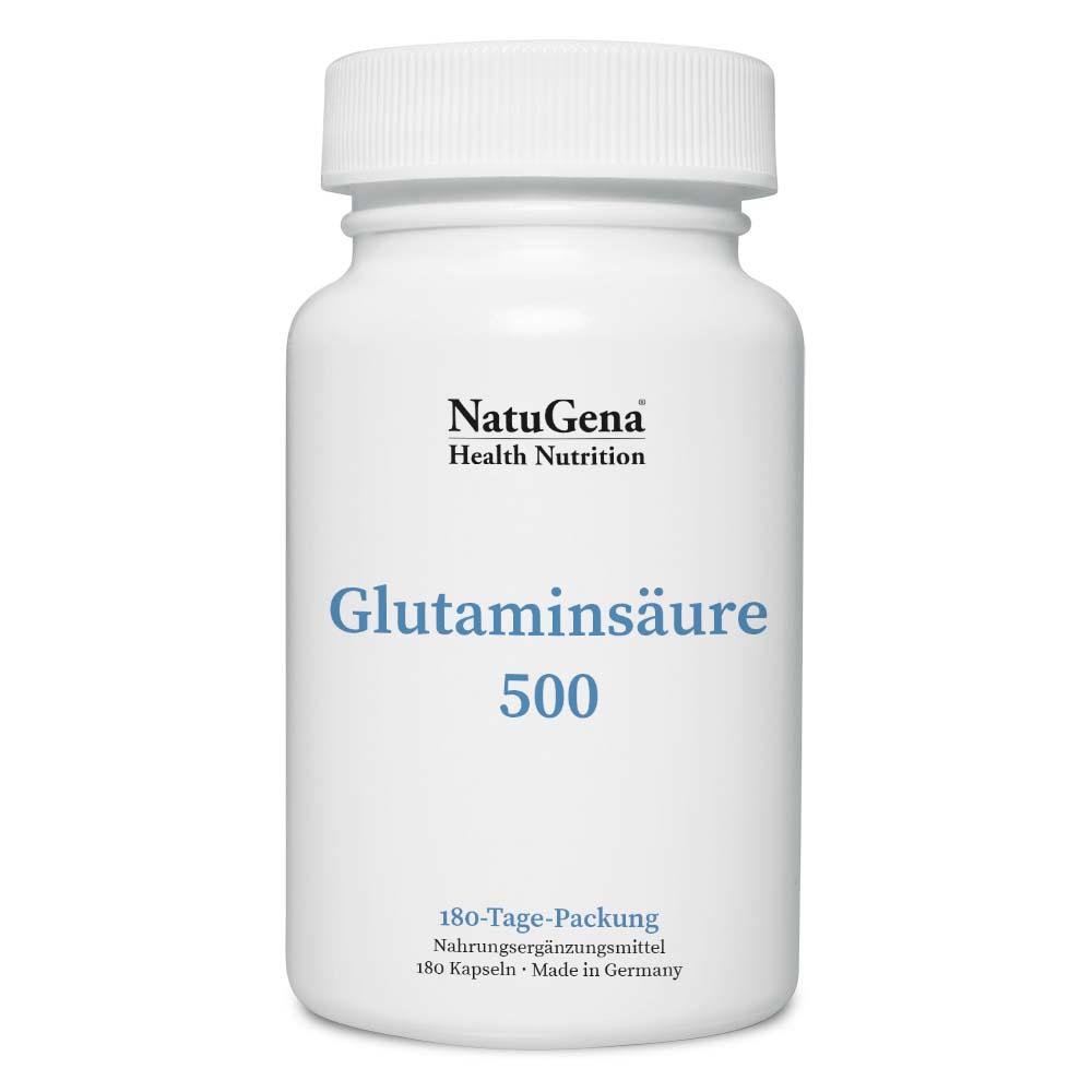 NatuGena Glutaminsäure | 180 Kapseln | 500 mg reine Glutaminsäure pro Kapsel