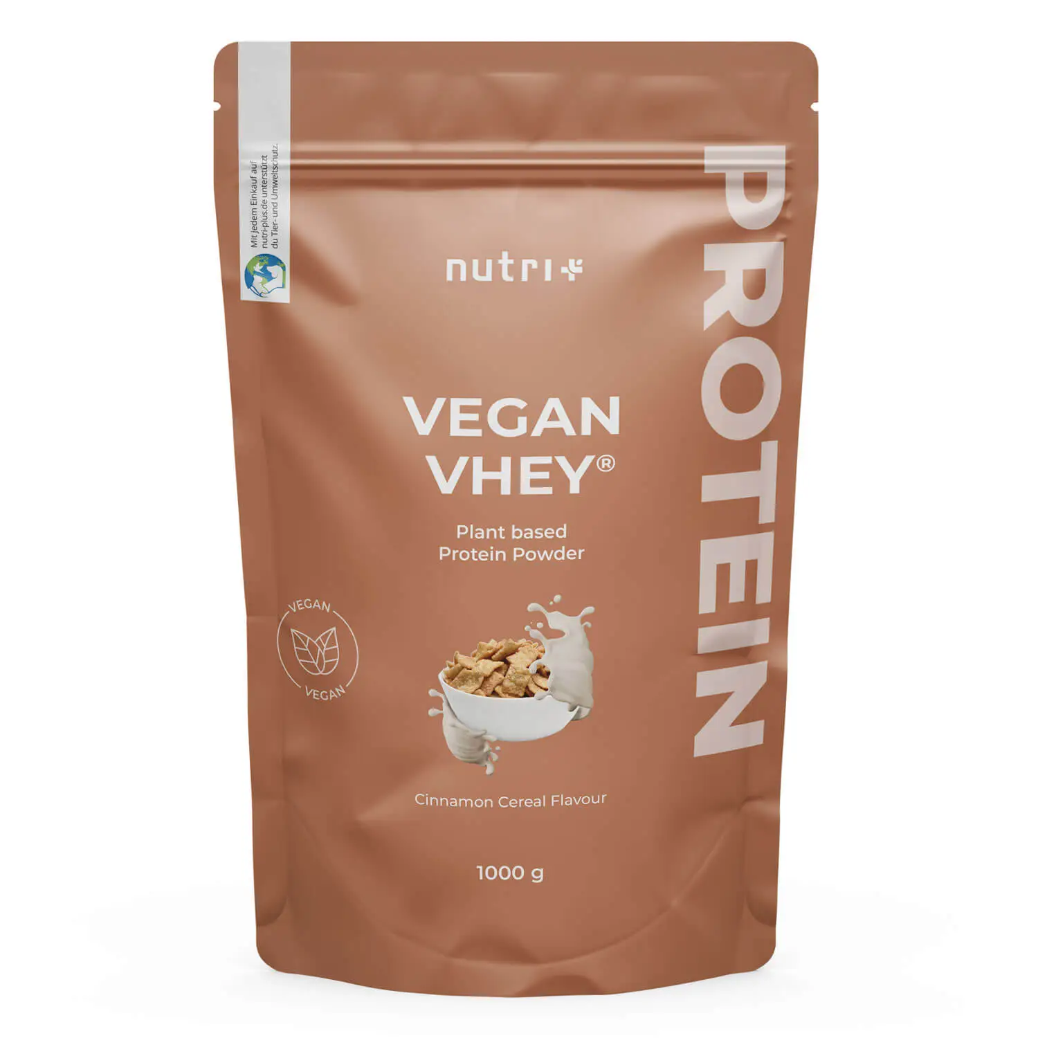 nutri+ 3K Proteinpulver Vegan | 1000 g | vegan | hoher Eiweißgehalt | mit 3 pflanzlichen Proteinen | cremige Konsistenz