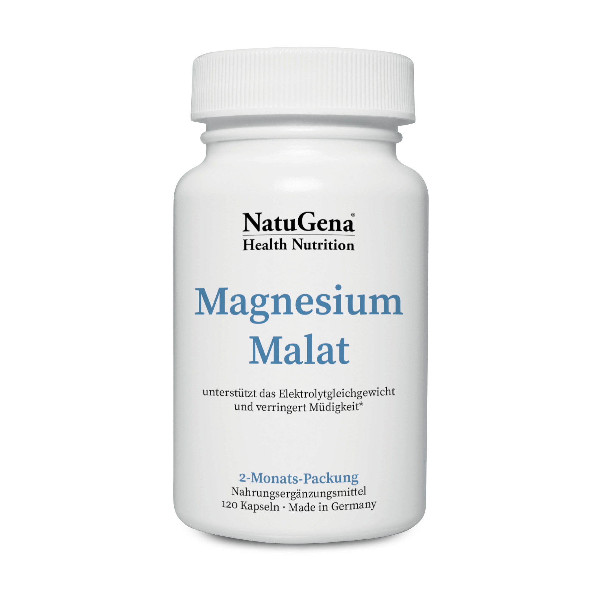 NatuGena Magnesium Malat | 120 Kapseln | Höchste Bioverfügbarkeit & Verträglichkeit für Vitalität & Wohlbefinden