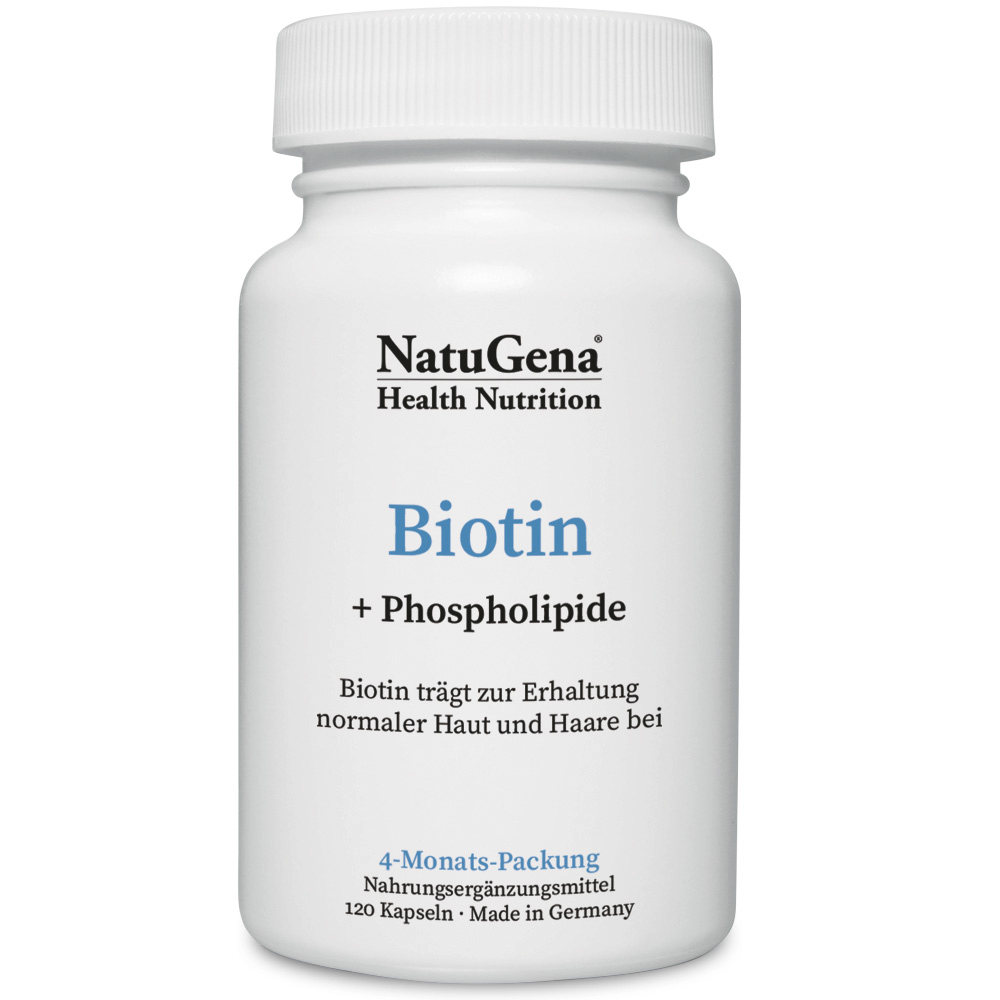 NatuGena Biotin | 120 Kapseln | Hochdosiert | für Haut, Haare und Nägel