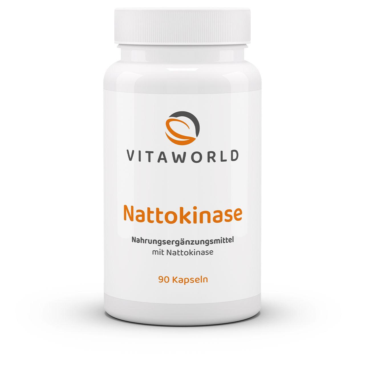 Vitaworld Nattokinase | 90 Kapseln | 2000 FU | Magensaftresistente DRCAPS® | Hergestellt aus fermentierten Sojabohnen | Vegan