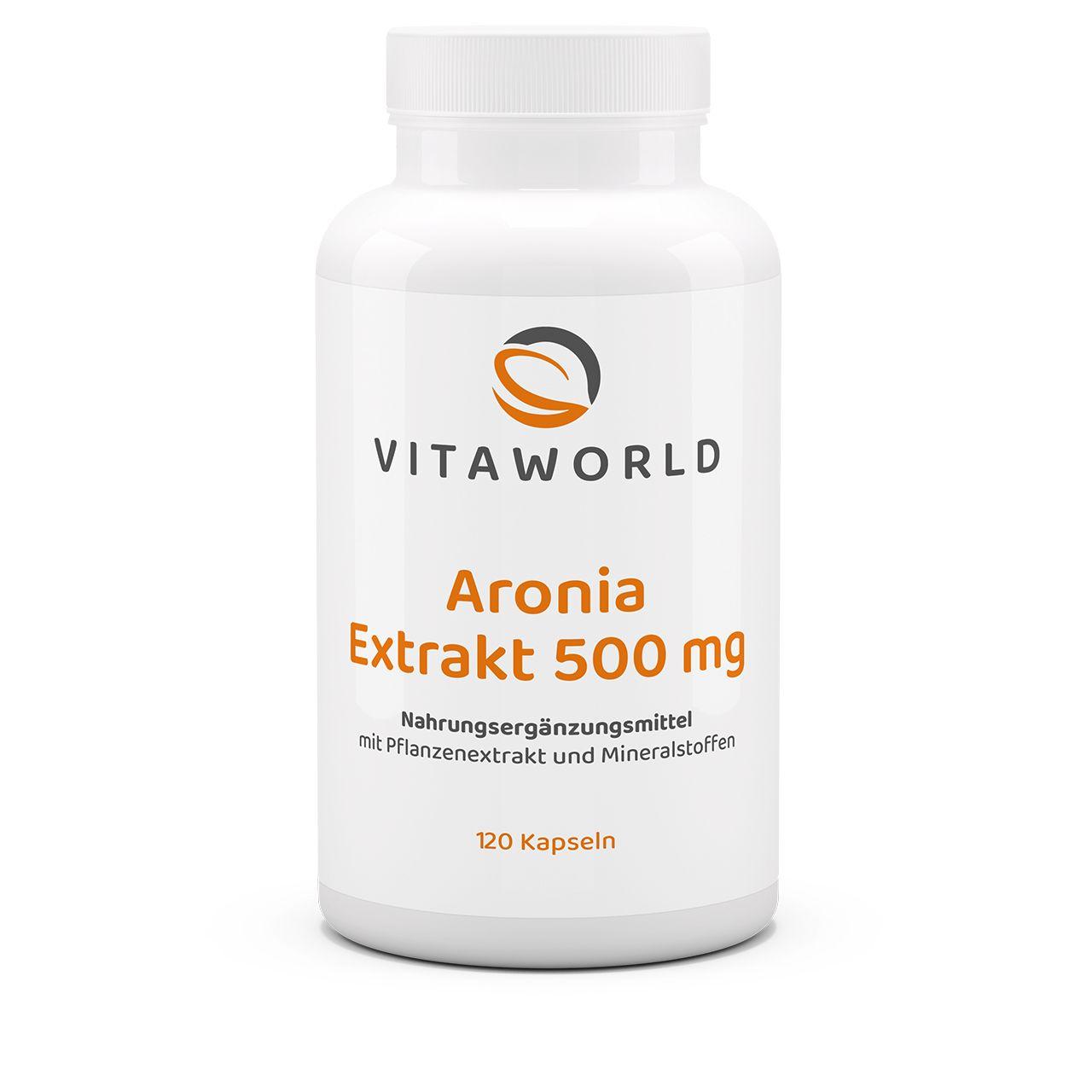 Vitaworld Aronia Extrakt 500 mg | 120 Kapseln | Hoher OPC-Gehalt | Unterstützt das Immunsystem | Mit Zink und Selen | Antioxidative Wirkung | Vegan