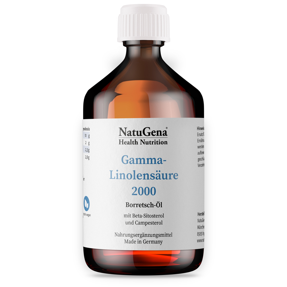 NatuGena Gamma-Linolensäure 2000 | 300 ml | Hochdosiertes Borretschöl, 20% GLA, Omega-6-Fettsäuren