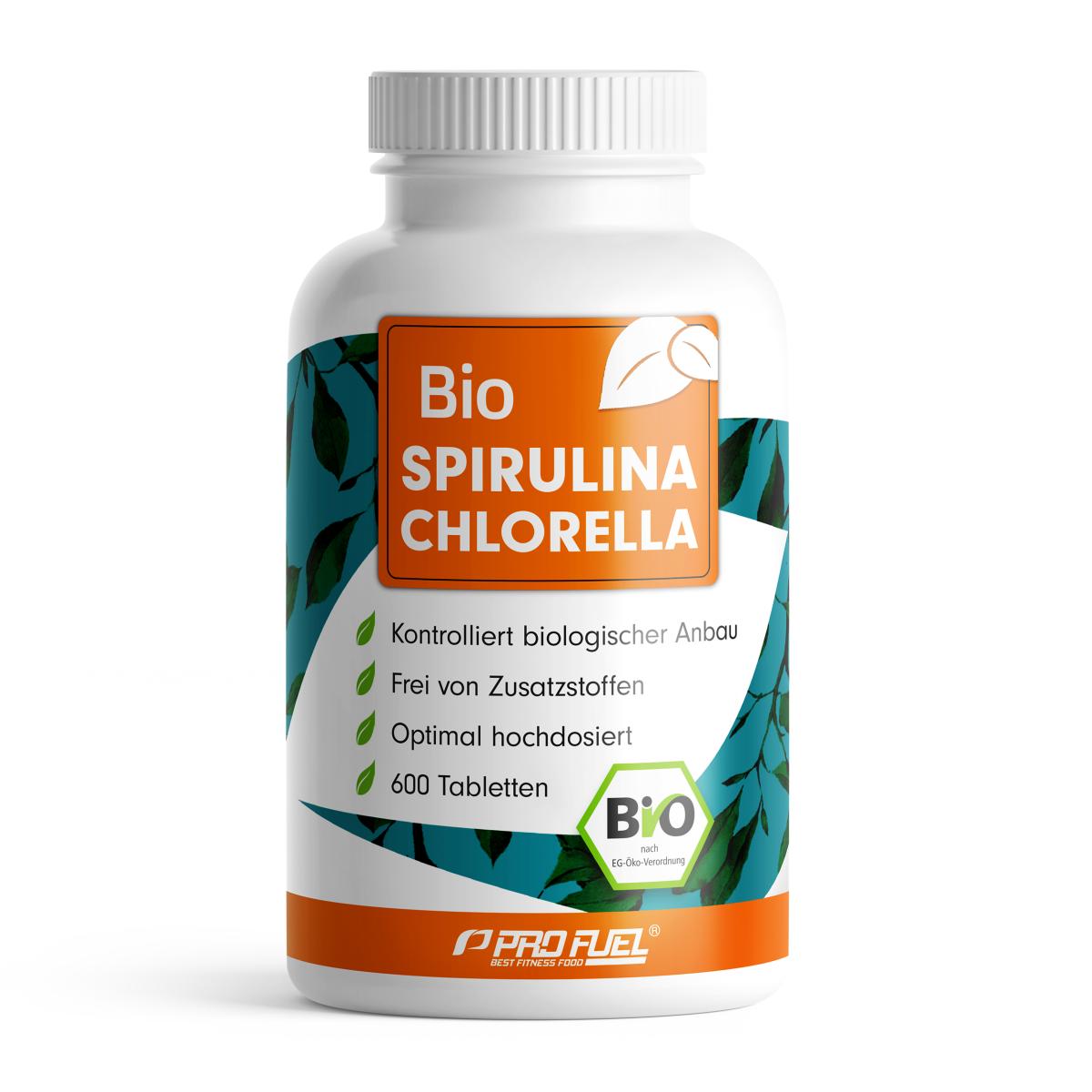 ProFuel Bio Spirulina & Chlorella | 600 Tabletten | 3000 mg Spirulina | 3000 mg Chlorella | Detox & Vitalstoffe | Vegan