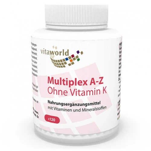 Vitaworld Multiplex A-Z Multivitamin | Ohne Vitamin K | 120 Kapseln