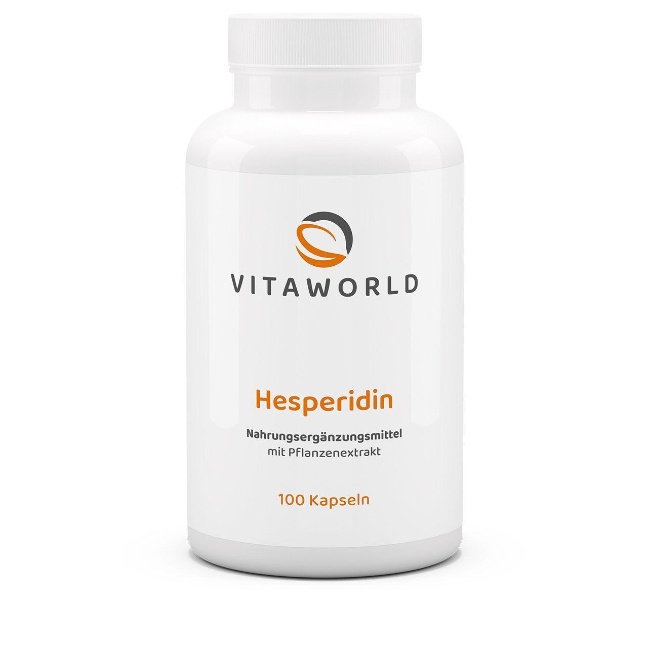 Vitaworld Hesperidin | 100 Kapseln | 465 mg natürliches Bioflavonoid | Aus Bitterorange | Antioxidative Wirkung | Vegan