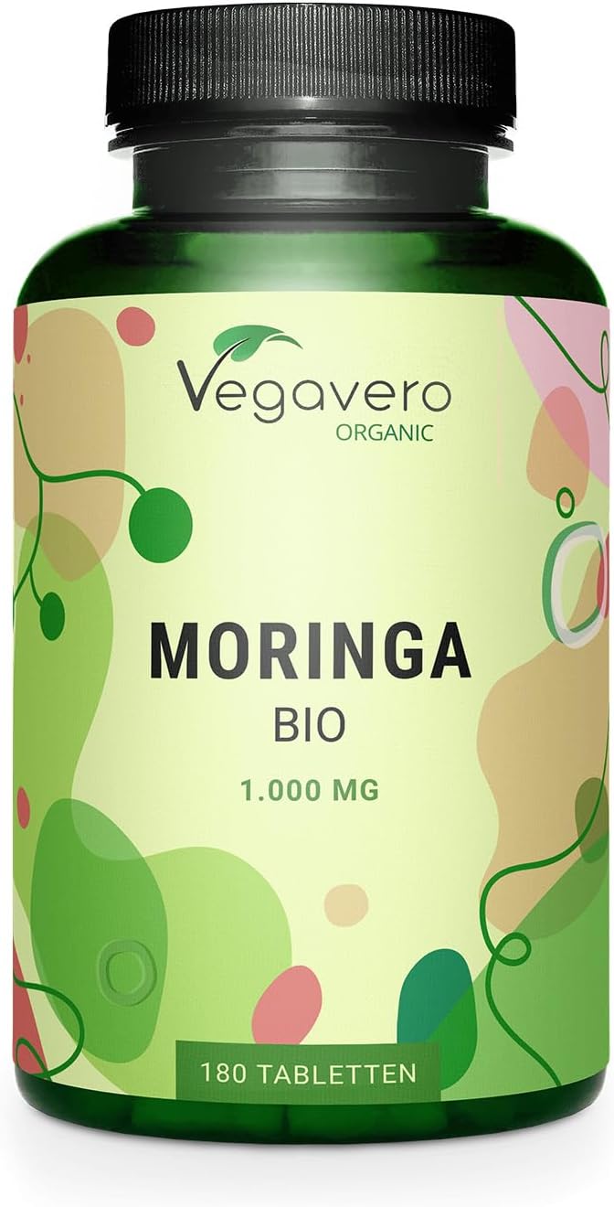 Vegavero Bio Moringa 1000mg | 180 Tabletten | Hochdosiert | Nährstoffreiche Superfood Tabletten | Rein & Vegan