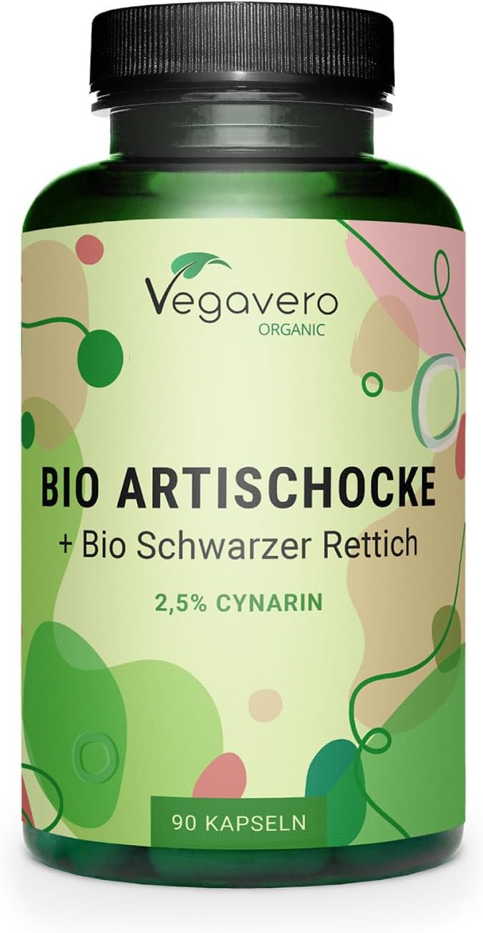 Vegavero Artischocke + Schwarzer Rettich BIO | 90 Kapseln | Hochdosiert | Vegan | Laborgeprüft | Ohne Zusatzstoffe