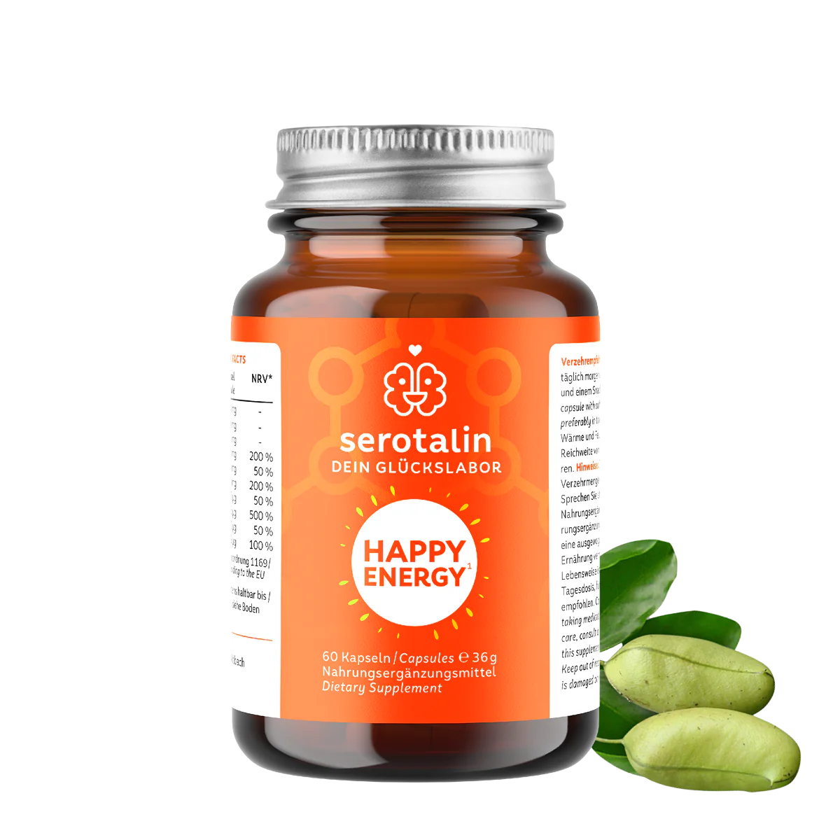 Serotalin Happy Energy | 60 Kapseln | mit Griffonia und Phenylalanin | Made in Germany