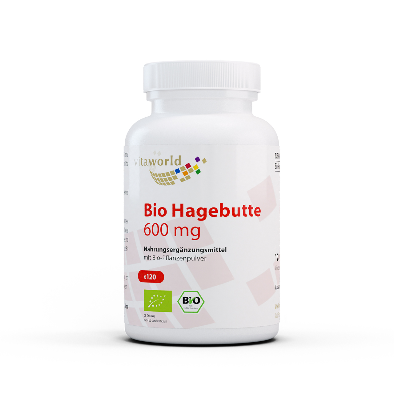 Vitaworld Hagebutte 600 mg Bio | 120 Kapseln