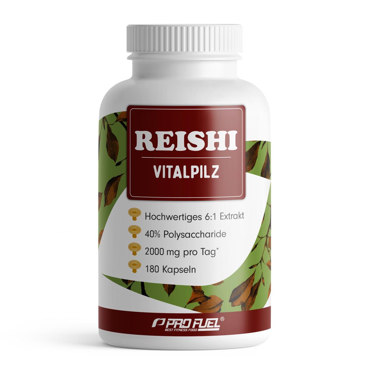 ProFuel Reishi Vitalpilz | 180 Kapseln | Hochdosiert | 2000 mg Tagesdosis | 40% Polysaccharide | Vegan