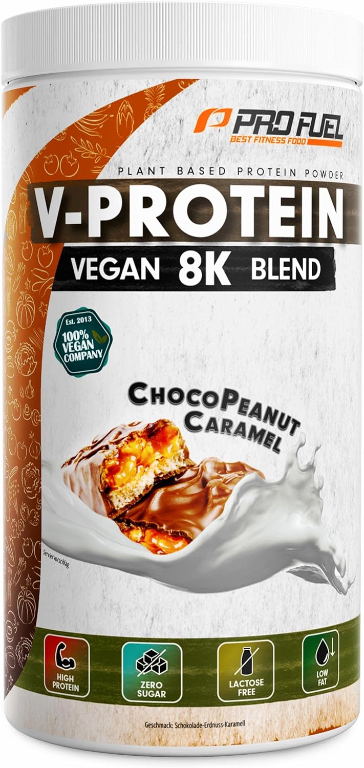 ProFuel V-PROTEIN 8K Blend | 9 Geschmacksrichtungen | Veganes Proteinpulver aus 8 pflanzlichen Proteinen | Hoher Proteingehalt | Cremig & lecker | Made in Germany